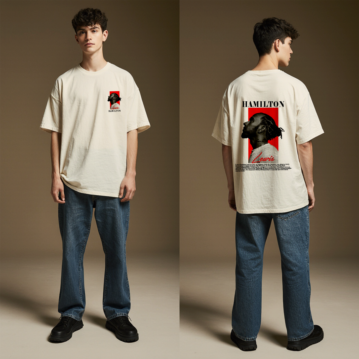 Lewis Hamilton Off-White Oversized Tee – LAZE Streetwear Edition
