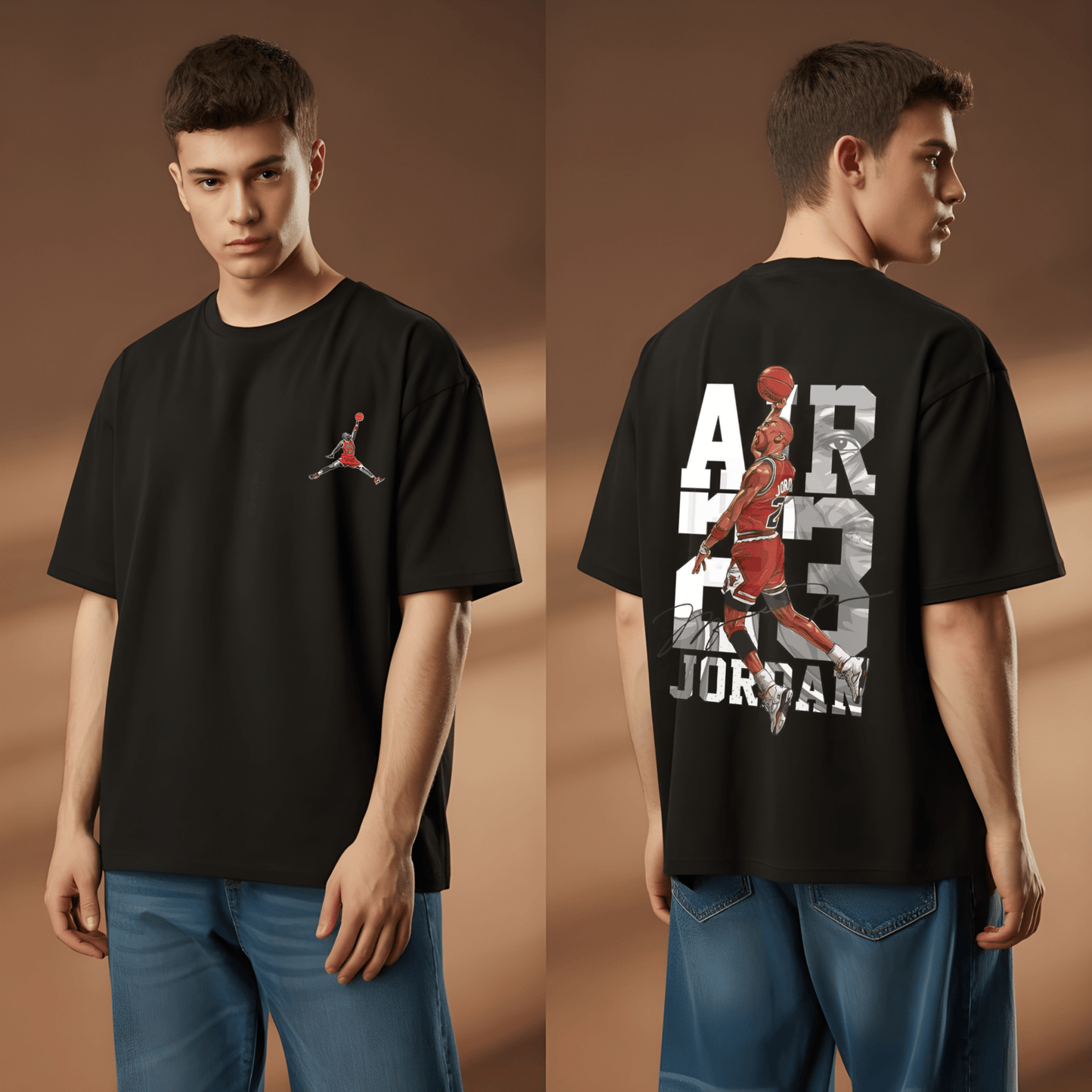 Black Oversized Jordan Graphic T-Shirt – Air 23 Streetwear Edition