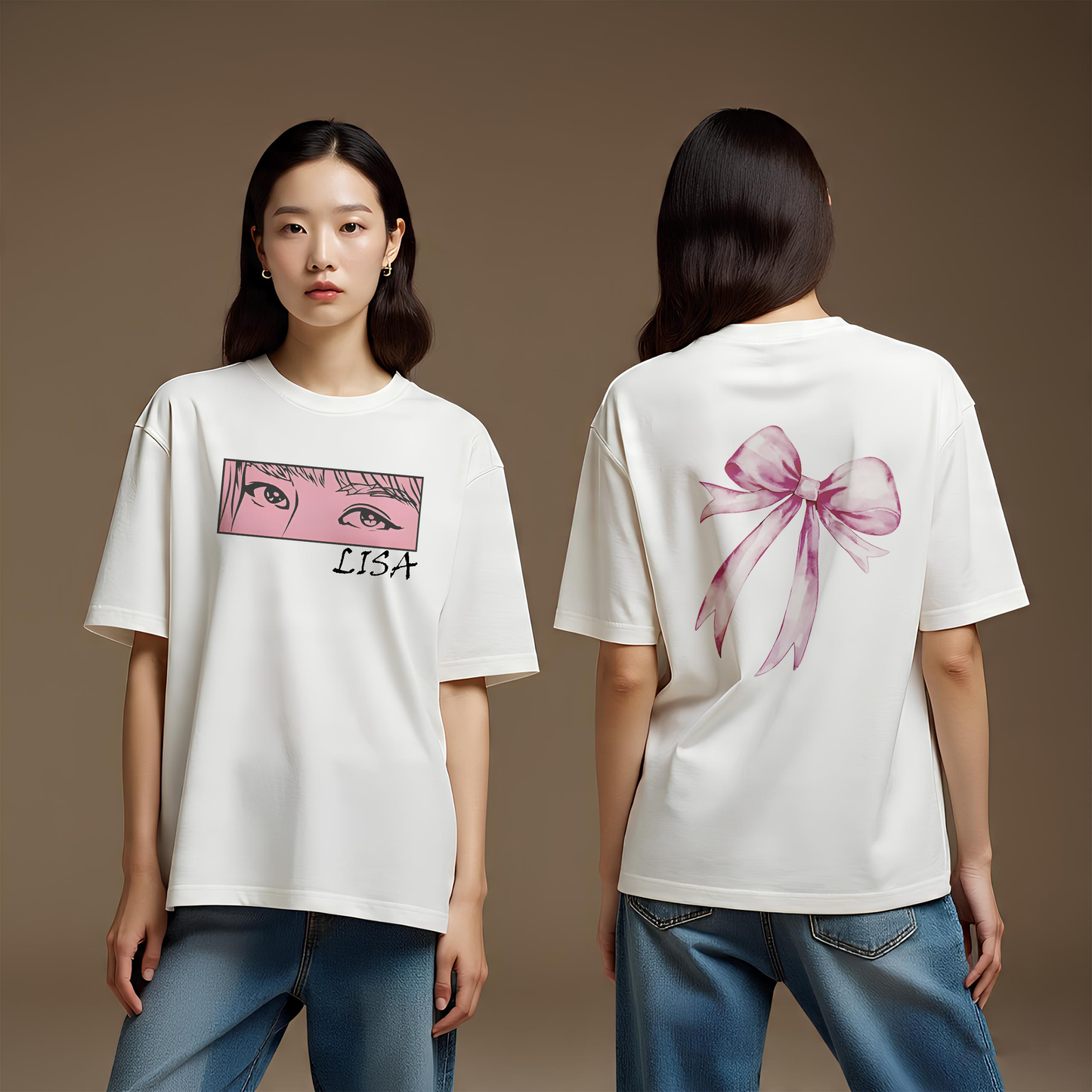 LISA 'Peeking Eyes' Oversized Graphic Tee