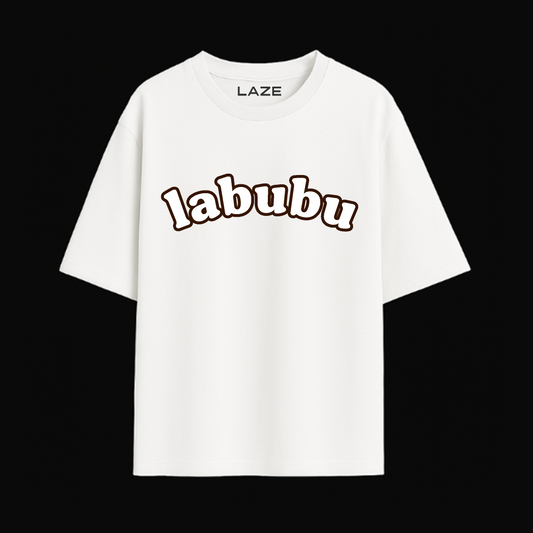 LAZE Oversized Labubu Doll Graphic T-Shirt – Unisex Streetwear White Tee
