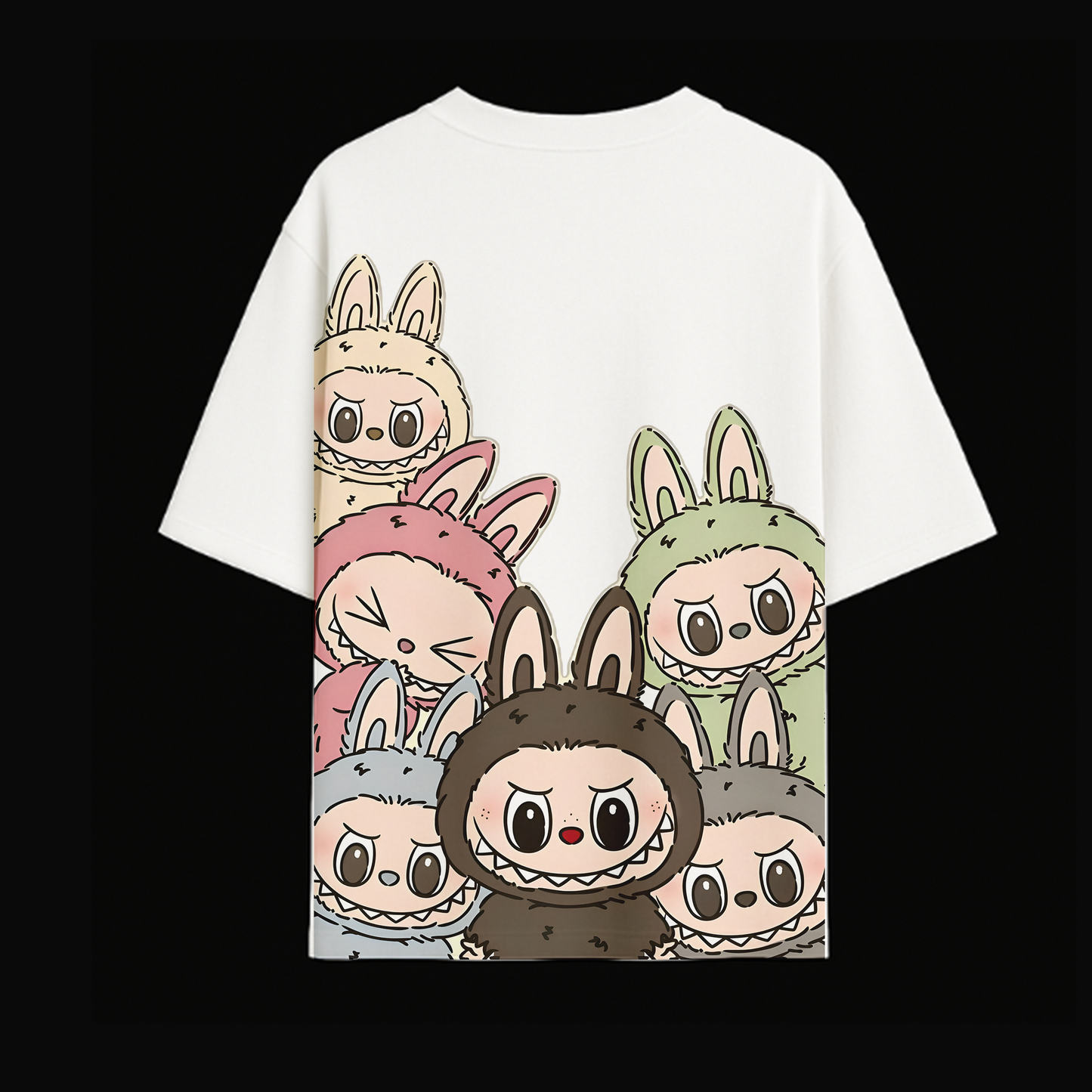 LAZE Oversized Labubu Doll Graphic T-Shirt – Unisex Streetwear White Tee